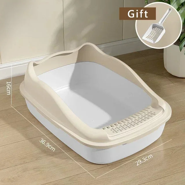 Pet Cat Sandbox Anti-Splash Litter Box Toilet Bedpan Simple Cleaning Safe Practical Cat Supplies Home Pet Toilet Accessory
