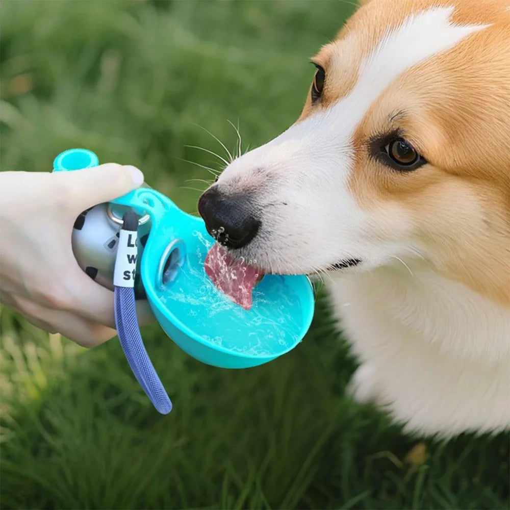 Botella de agua de acero inoxidable para perros (285 ml) : portátil, a prueba de fugas y con bebedero de silicona extraíble