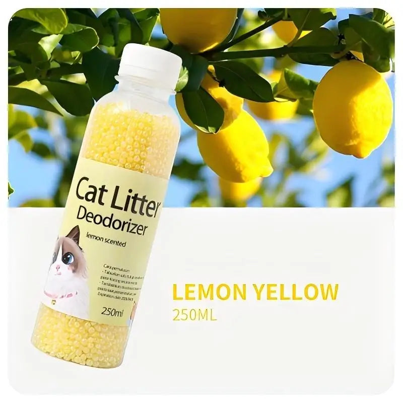 A bottle of deodorant beads for cat sand: makes your home smell comfortable and eliminates odors