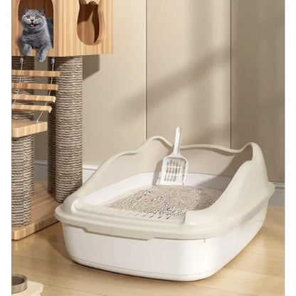 Pet Cat Sandbox Anti-Splash Litter Box Toilet Bedpan Simple Cleaning Safe Practical Cat Supplies Home Pet Toilet Accessory