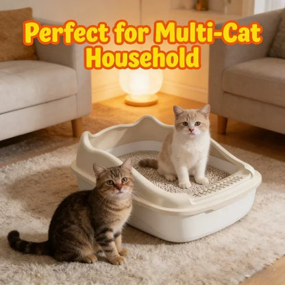 Pet Cat Sandbox Anti-Splash Litter Box Toilet Bedpan Simple Cleaning Safe Practical Cat Supplies Home Pet Toilet Accessory