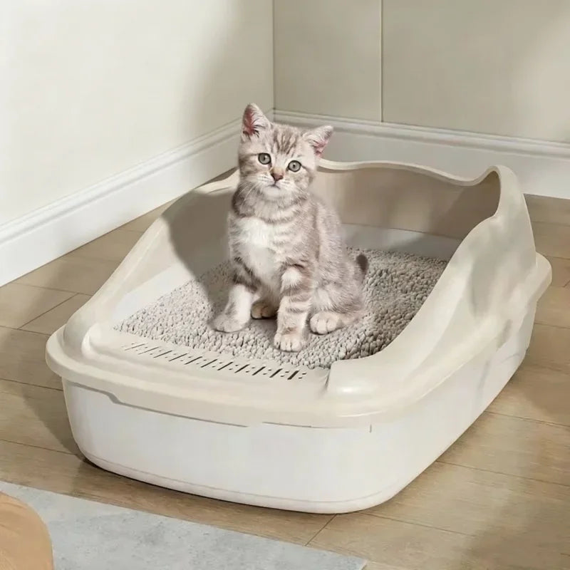 Pet Cat Sandbox Anti-Splash Litter Box Toilet Bedpan Simple Cleaning Safe Practical Cat Supplies Home Pet Toilet Accessory