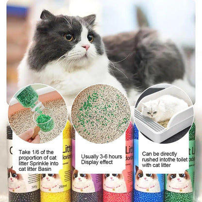 A bottle of deodorant beads for cat sand: makes your home smell comfortable and eliminates odors