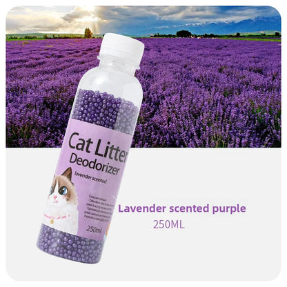 A bottle of deodorant beads for cat sand: makes your home smell comfortable and eliminates odors