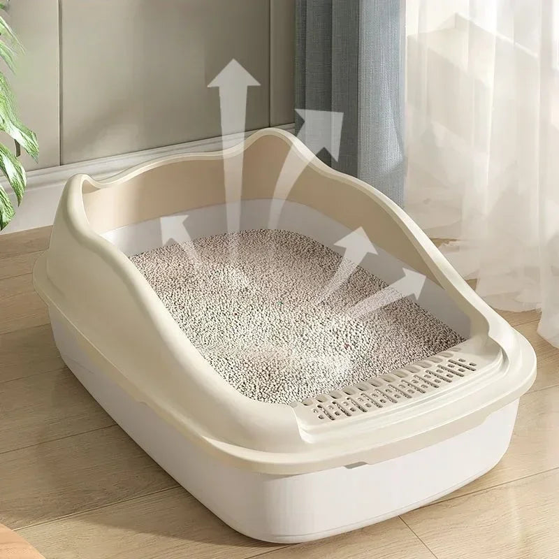 Pet Cat Sandbox Anti-Splash Litter Box Toilet Bedpan Simple Cleaning Safe Practical Cat Supplies Home Pet Toilet Accessory