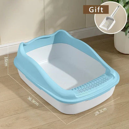 Pet Cat Sandbox Anti-Splash Litter Box Toilet Bedpan Simple Cleaning Safe Practical Cat Supplies Home Pet Toilet Accessory